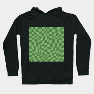 Retro Checker Board Green Tones Pattern Hoodie